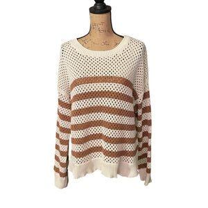 Standard Surplus Striped Cream and Brown Women's Sweater
